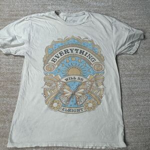 Lotus Fashion T-Shirt Womens M Butterfly Sun Graphic‎ Will Be Alright Cream Tee